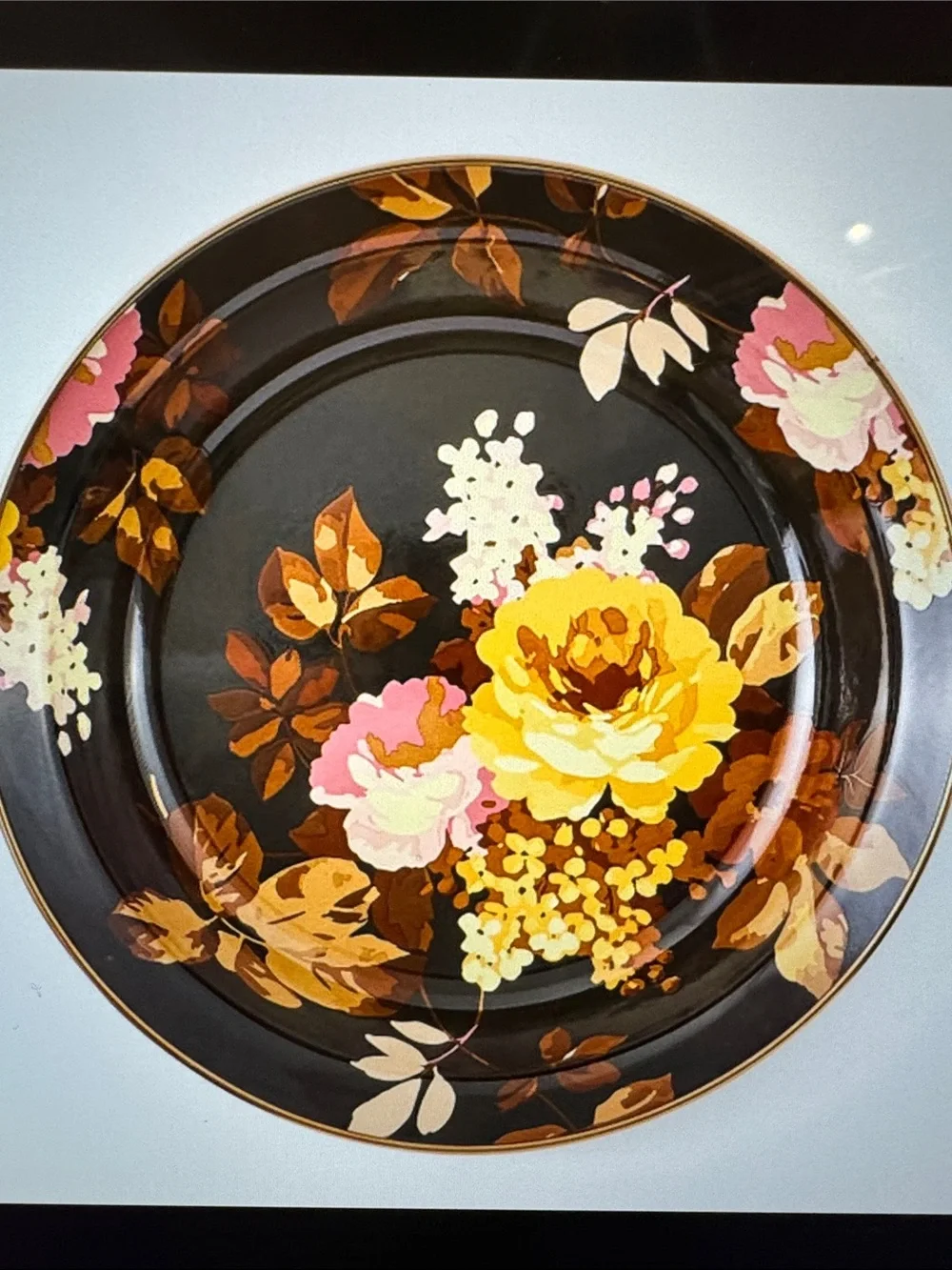 MacKenzie-Childs Wild Rose Brown Pie Plate